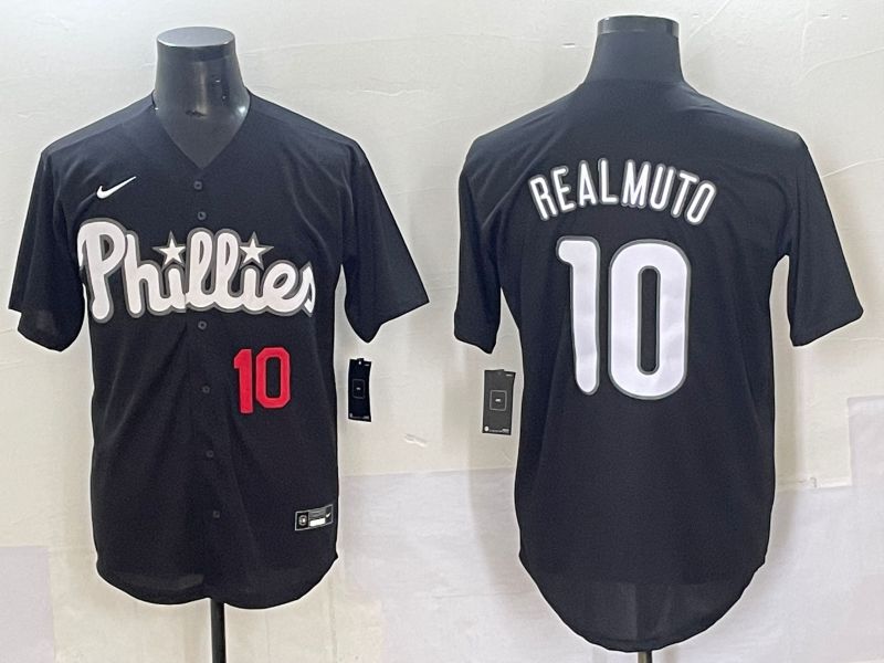 Men 2025 Philadelphia Phillies #10 Realmuto Black Fashion Nike MLB Jersey style 7094